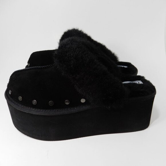 Candie's Sabi Faux Fur Platform Mule Clogs Size 7 Black Suede Studs NEW - Picture 5 of 14